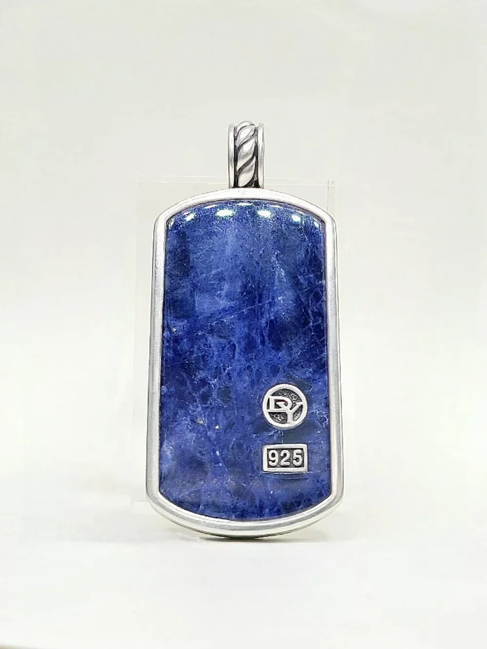 David Yurman XL XLarge Sodalite Dog Tag Pendant - RARE